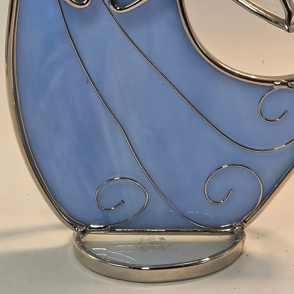 Blue Stained Glass Choir Angel Standing Figurine 10
